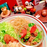 納豆とトマトと壬生菜のサラダ